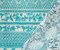 Turquoise-White Nylon Floral Multi Stripe Printed Mesh Lace Knit Fabric By the Yard